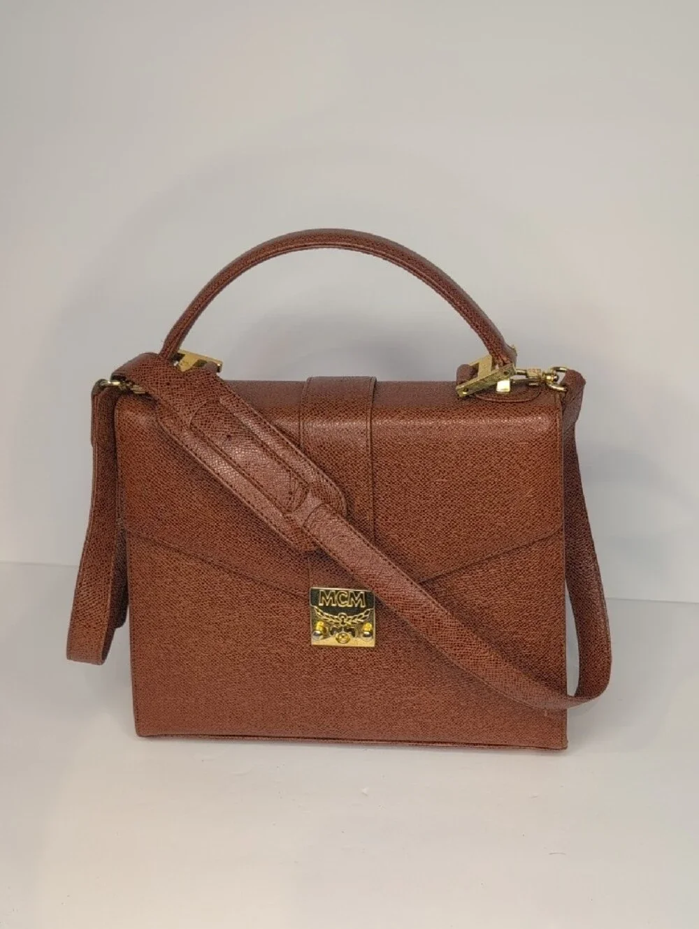 MCM Vintage Structured Top-Handle Satchel Bag Made In Germany - Picture 12 of 14